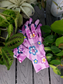 Rękawice w kwiaty - 1 para | rozmiar M